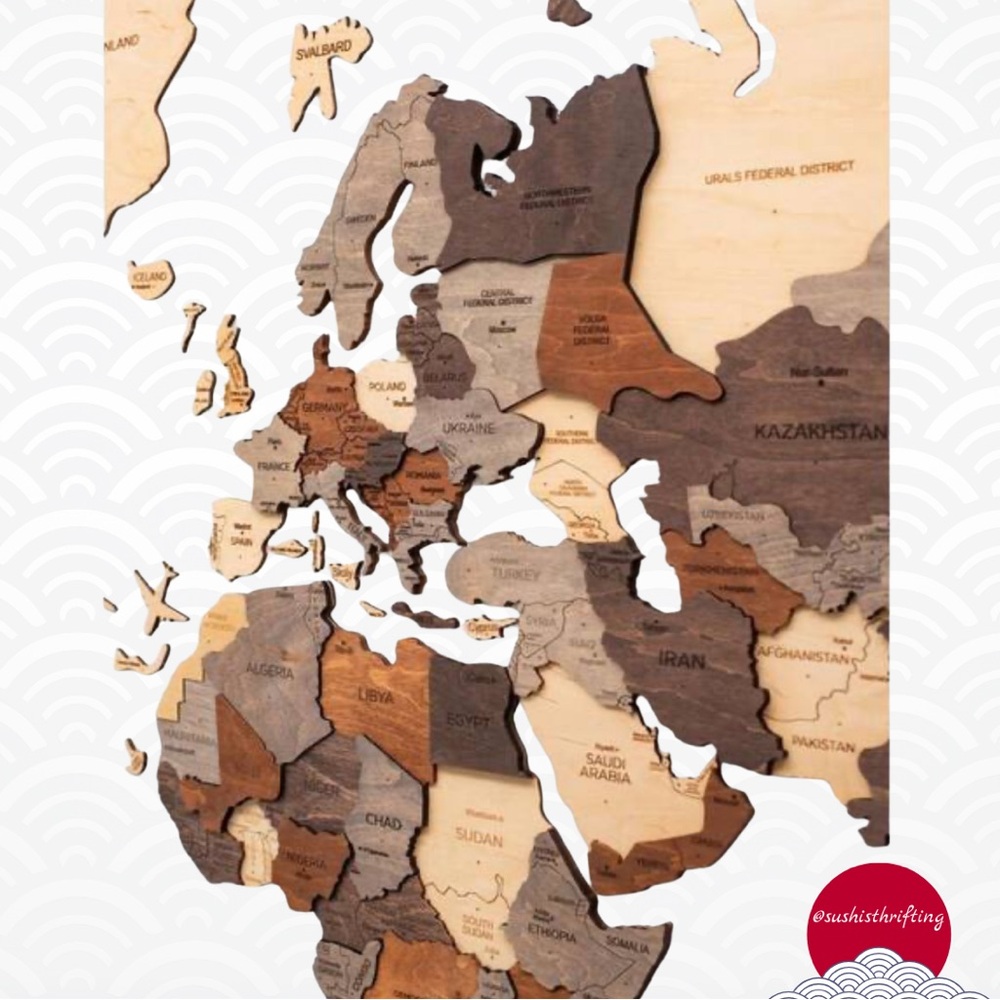 Wooden World Map Wall Art - Picture 7 of 9